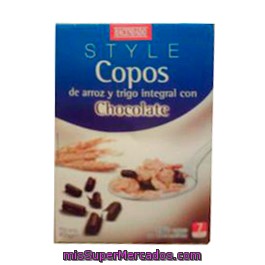Cereal Copos Arroz Trigo Integral Chocolate, Hacendado, Caja 450 G