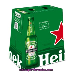 Cerveza Holandesa Heineken, Pack 6x25 Cl