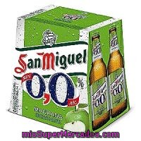 Cerveza S/ Alcohol Manza. 0,0 San Miguel, Botellín, Pack 6x25 C