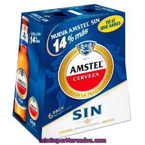 Cerveza Sin Alcohol Amstel Pack De 6 Botellines De 28,5 Centilitros