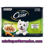 Cesar Delicias Selección En Gelatina Con Carnes Y Verduras Para Perro Pack 4 Bolsas 100 G