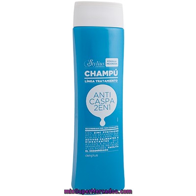 Champu Cabello Anticaspa 2 En 1 Stylius (color Azul), Deliplus, Botella 400 Cc