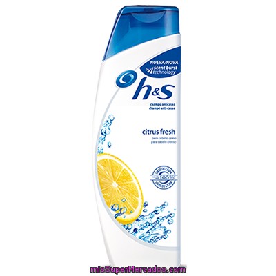 Champu Cabello Anticaspa Graso Citrus Fresh, H&s, Botella 270 Cc