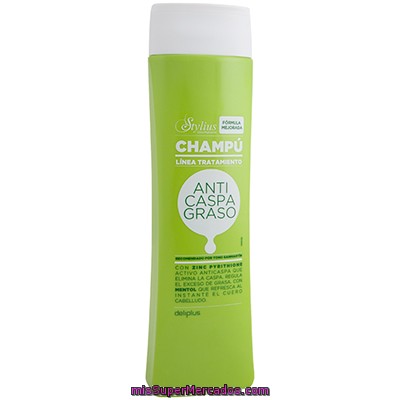 Champu Cabello Anticaspa Graso Stylius (color Pistacho), Deliplus, Botella 400 Cc