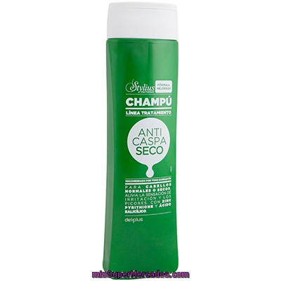 Champu Cabello Anticaspa Seco Stylius (color Verde), Deliplus, Botella 400 Cc