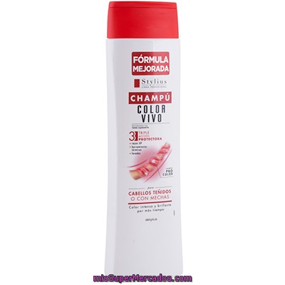 Champu Cabello Color Vivo Triple Accion Protectora Stylius (tapon Rojo), Deliplus, Botella 400 Cc