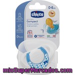 Chicco Chupete Physio Compact De 0-6m Azul Con Tetina De Caucho Caja 1 Unidad