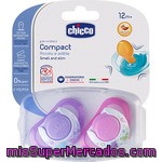 Chicco Chupete Physio Compact De 12m+ Rosa Con Tetina De Caucho Caja 2 Unidades