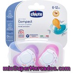 Chicco Chupete Physio Compact De 6-12m Rosa Con Tetina De Caucho Caja 2 Unidades