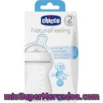 Chicco Natural Feeling Biberón De 250 Ml Transparente Con Tetina Flujo Medio 2m+ 1 Unidad