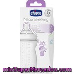 Chicco Natural Feeling Biberón De 330 Ml Transparente Con Tetina Flujo Rápido 6m+ 1 Unidad