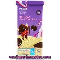 Chocolate Blanco Con Galletas Eroski, Tableta 100 G