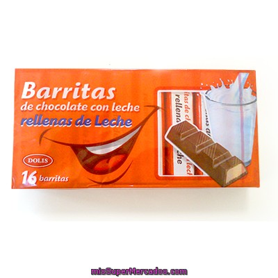 Chocolatina Barrita Con Leche, Dolis, Paquete 16 U - 200 G