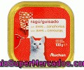 Comida De Gatos Húmeda. Guisado De Aves Y Zanahorias Auchan Tarrina De 100 Gramos