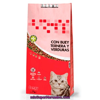 Comida Gato Croqueta Buey Ternera Verduras, Compy, Paquete 7 Kg