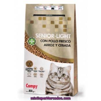 Comida Gato Croqueta Light Senior Control Linea Pollo Arroz, Compy, Paquete 800 G