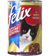 Comida Para Gatos Hígado Y Buey Lata Felix 390 Gr.