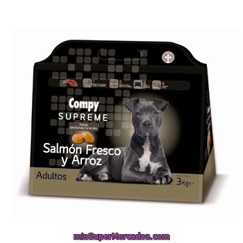 Comida Perro Adulto Croqueta Con Salmon Fresco Y Arroz Supreme, Compy, Paquete 3 Kg
