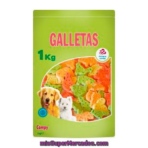 Comida Perro Snack Galleta Hechas Al Horno (con Formas Divertidas Y Aroma Vainilla), Compy, Paquete 1 Kg