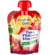 Compota De Fresa, Plátano Y Manzana Carrefour Baby 90 G.