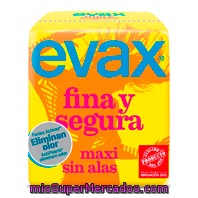Compresa Absorcion Maxi Plegada Sin Alas Fina Y Segura, Evax, Paquete 20 U