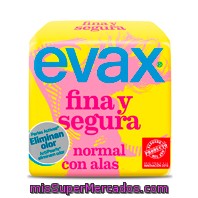 Compresa Absorcion Normal Plegada Con Alas Fina Y Segura, Evax, Paquete 18 U