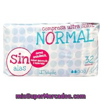 Compresa Absorcion Normal Suave Ultra Plegada, Deliplus, Paquete 32 U