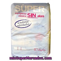 Compresa Absorcion Super Clasica Plegada, Deliplus, Paquete 16 U