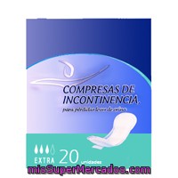 Compresa Incontinencia Extra (absorcion 3), Deliplus, Paquete 20 U