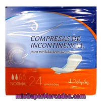 Compresa Incontinencia Normal (absorcion 2), Deliplus, Paquete 24 U