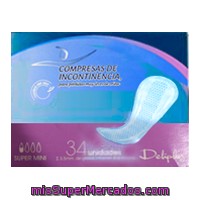 Compresa Incontinencia Super Mni (absorcion 0'1), Deliplus, Paquete 34 U