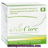 Compresa Silvercare Ultra Día Natural Cotton, Paquete 10 Unid.