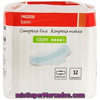 Compresa Ultra Alas Super Eroski Basic, Paquete 12 Unid.