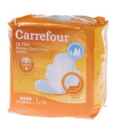 Compresa Ultra-fina Normal Con Alas Carrefour 14 Ud.