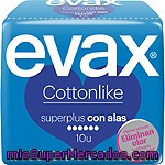Compresas Cottonlike Superplus Con Alas Evax 10 Ud.