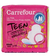 Compresas Finas Teen Cotton Sensation Con Alas Carrefour 14 Ud.