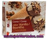 Conos Sabor Vainilla-chocolate Y Trocitos De Almendra Caramelizada Auchan 6 Unidades De 120 Mililitros