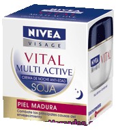 Crema De Noche Cuidado Completo Anti-arrugas Con Soja + Para Piel Madura Nivea 50 Ml.