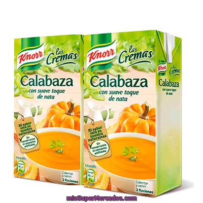 Crema Liquida Calabaza ***pack Ahorro***, Knorr, Brick Pack 2 X 500 Cc -1 L