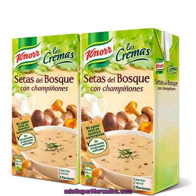 Crema Liquida Setas Del Bosque Con Champiñones ***pack Ahorro***, Knorr, Brick Pack 2 X 500 Cc - 1 L