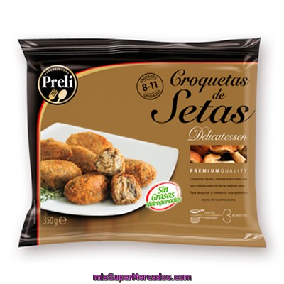 Croquetas Congeladas Setas Delicatessen, Preli, Paquete 350 G