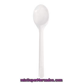 Cuchara Desechable Plastico Grande Blanca, Bosque Verde, 50 U