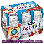 Danone Actimel Yogur Líquido Actikids Sabor Fresa Pack 6 Unidades 100 G