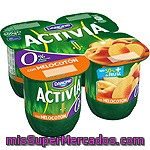 Danone Activia Yogur Desnatado Con Melocotón 0% Materia Grasa Pack 4 Unidades 125 G