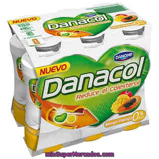 Danone Danacol Yogur Líquido Mango-papaya 0% Pack 6 Unidades 100 Ml