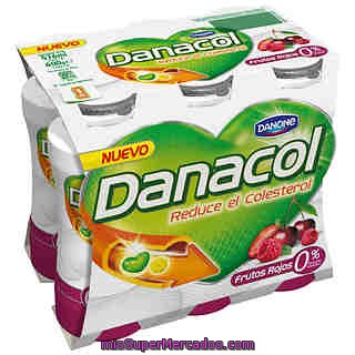 Danone Danacol Yogur Líquido Sabor Frutos Rojos Pack 6 Unidades 100 Ml