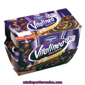 Danone Vitalinea Yogur Desnatado Chocolate Pack 4 Unidades 125 Gr
