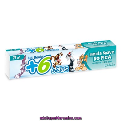 Dentifrico Gel Infantil Kids + 6 Años Con Fluor Y Calcio (menta Suave No Pica) *vuelta Al Cole*, Deliplus, Tubo 75 Cc