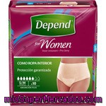 Depend Braga Incontinencia Mujer Absorción Normal Talla S/m Bolsa 10 Unidades