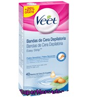 Depilatorio Bandas De Cera Corporal Para Piel Sensible Veet 32 + 8 Ud.